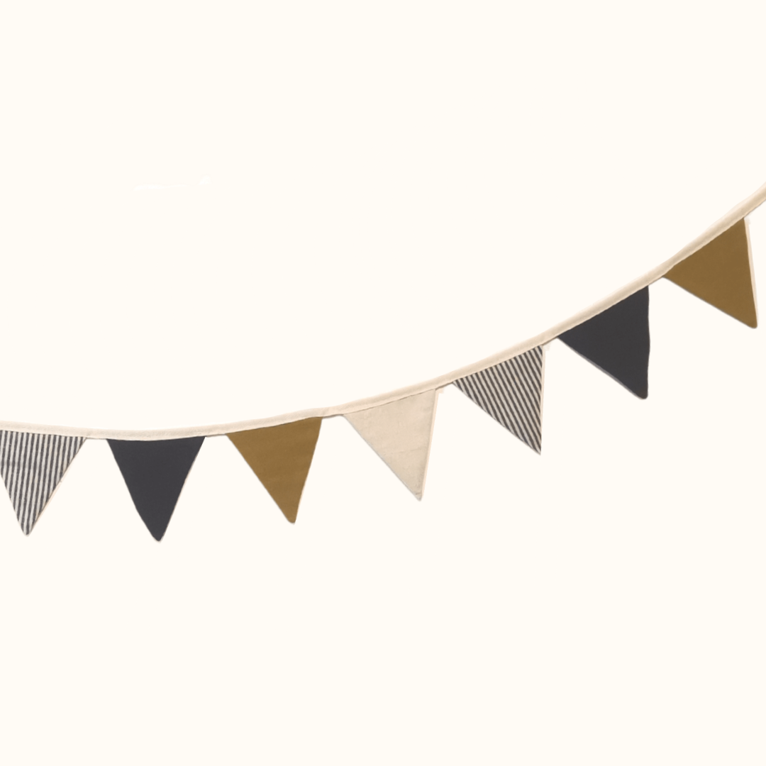Black and Mustard Linen Bunting