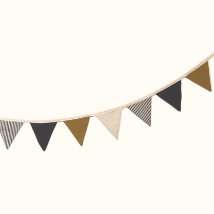 Black and Mustard Linen Bunting