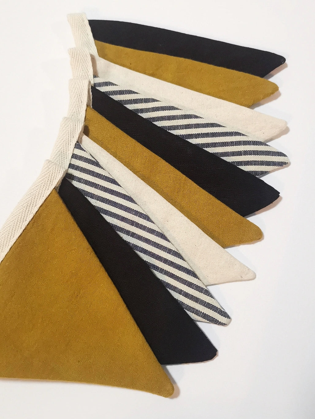Black and Mustard Linen Bunting